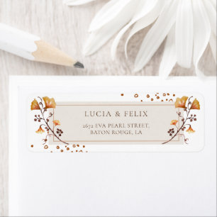 Elegante Goldene Herbstleaf Hochzeit Rücksendeadre