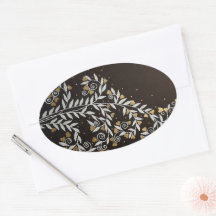 Elegante goldene Herz Botanische ovale Geschenk-Et