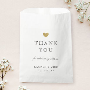 Elegante goldene Herz-Hochzeit Danke Geschenktütchen