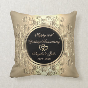 Elegante goldene Herz-Schwünge 50. Hochzeitstag Kissen