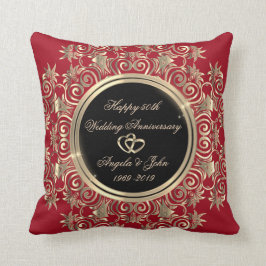 Elegante Goldene Herzen, 50. Hochzeitstag in Rot Kissen