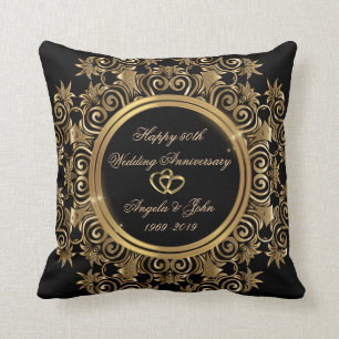 Elegante goldene Herzen 50. Hochzeitstag Kissen