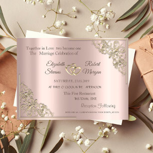 Elegante Goldene Herzen Roségoldene Hochzeitseinla Einladung
