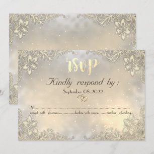 Elegante goldene Herzen Spitze Hochzeit  RSVP  Einladung