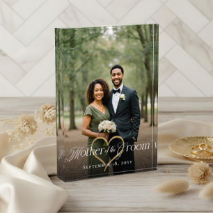 Elegante Goldene Herzmutter des Groom Keepake Fotoblock