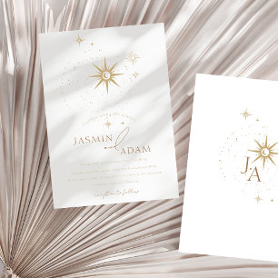 Elegante goldene himmlische Sterne Minimal Hochzei Einladung