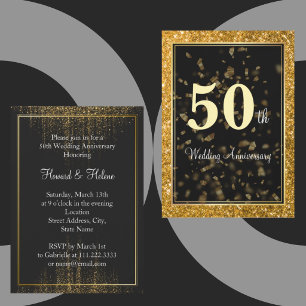 Elegante goldene Hochzeit 50. Jubiläum Einladung