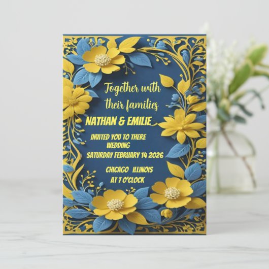 Elegante goldene Hochzeit Einladung (Stehend Vorderseite)