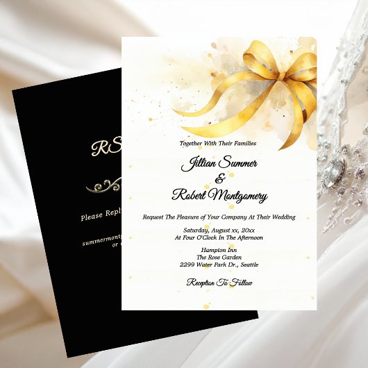 Elegante Goldene Hochzeit Einladung