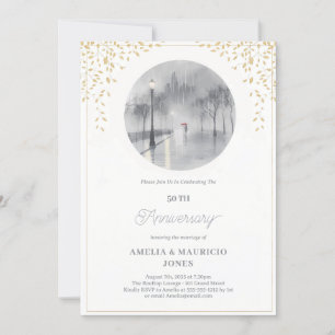 Elegante goldene Hochzeit Einladung