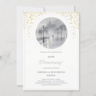 Elegante goldene Hochzeit Einladung