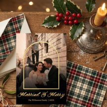 Elegante Goldene Hochzeit & Frohe Plaid-Bogen-Foto