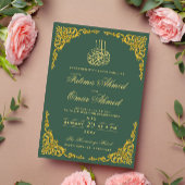 Elegante goldene Hochzeit grüner islamischer Musli Einladung