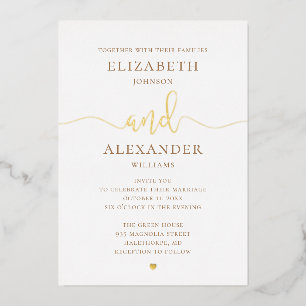 Elegante goldene Hochzeit. Klassische Schriftzeich Folieneinladung
