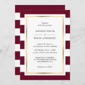 Elegante goldene Hochzeit und weiße Streifen Einladung (Vorne/Hinten)