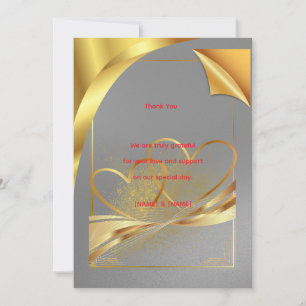 Elegante goldene Hochzeits-Dankeskarten   Editierb Einladung
