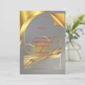 Elegante Goldene Hochzeits-Dankeskarten | Editierb Einladung (Stehend Vorderseite)