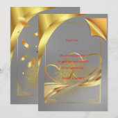 Elegante Goldene Hochzeits-Dankeskarten | Editierb Einladung (Vorne/Hinten)