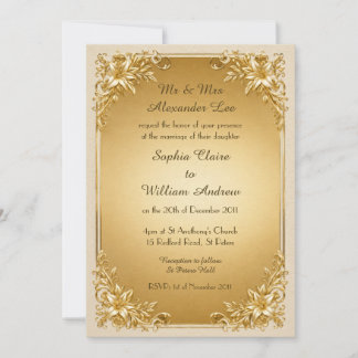 Elegante goldene Hochzeits-Einladung Einladung