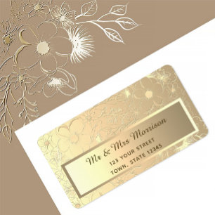 Elegante Goldene Hochzeits-Rücksendeadresse Adressaufkleber