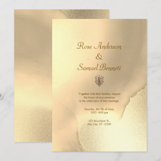Elegante Goldene Hochzeitseinladung Einladung