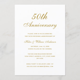 Elegante Goldene Hochzeitseinladungen zum 50. Jubi Einladung