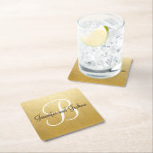Elegante goldene Hochzeitsfavoriten - Monogramm Rechteckiger Pappuntersetzer (Vor Ort)
