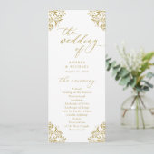 Elegante goldene Hochzeitsprogramme vintage klassi Programm (Stehend Vorderseite)