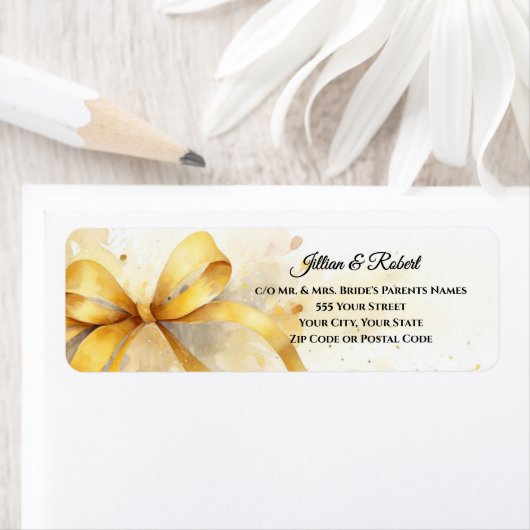 Elegante goldene Hochzeitsrücksendeadresse (Insitu)
