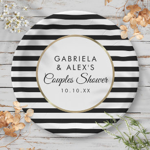 Elegante Goldene Hochzeitstorte für Paare mit schw Pappteller