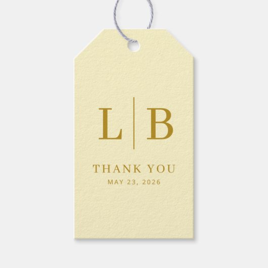 Elegante goldene Initialen Danke Geschenkanhänger (Vorderseite)