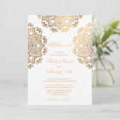 Elegante goldene islamische Einladung zur Hochzeit (Stehend Vorderseite)