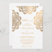 Elegante goldene islamische Einladung zur Hochzeit (Vorne/Hinten)