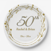 Elegante goldene Jubiläumszeitung-Teller Pappteller (Vorderseite)