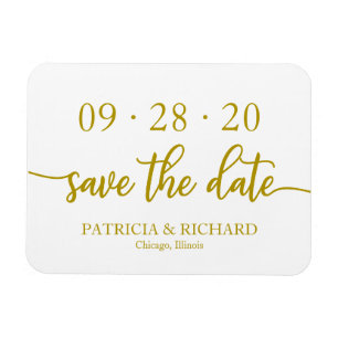 Elegante Goldene Kalligrafie Hochzeit Termin merke Magnet