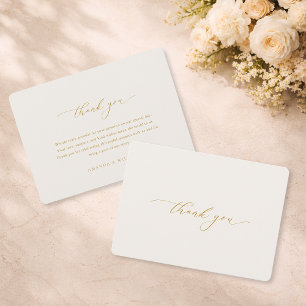 Elegante goldene Kalligrafie-Hochzeits-Dankeskarte Einladung