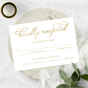 Elegante goldene Kalligrafie-Hochzeits-RSVP-Karte Einladung