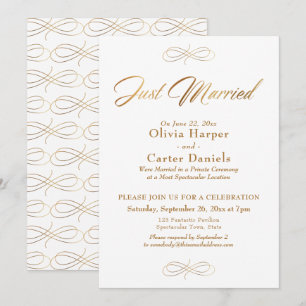 Elegante goldene Kalligrafie Hochzeitsempfang Einladung
