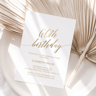 Elegante goldene Kalligrafie zum 60. Geburtstag Einladung