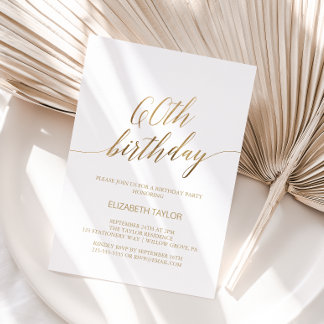 Elegante goldene Kalligrafie zum 60. Geburtstag Einladung