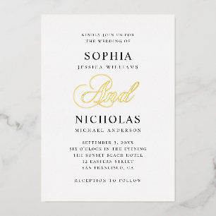 Elegante goldene klassische Kalligrafie-Schrift Ho Folieneinladung