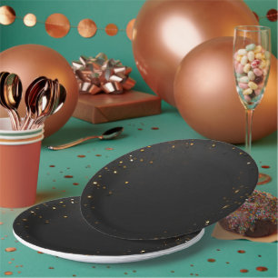 Elegante Goldene Konfetti-Geburtstagseinladung Lux Pappteller