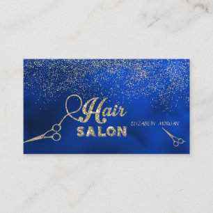 Elegante goldene Konfettischere mit Glitter Blau Visitenkarte