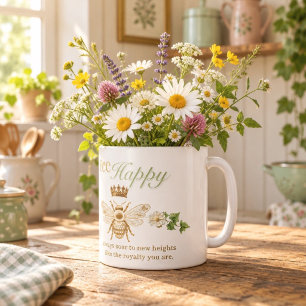 Elegante goldene Königinnenbiene Ermutigung Jumbo-Tasse