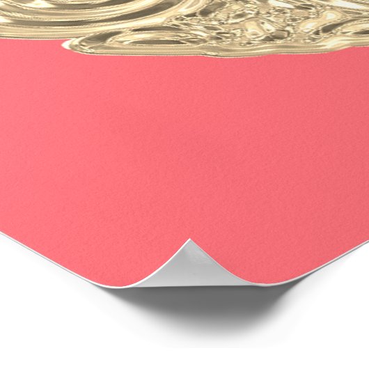Elegante goldene Koralle in rosa Metallic modern Poster (Ecke)
