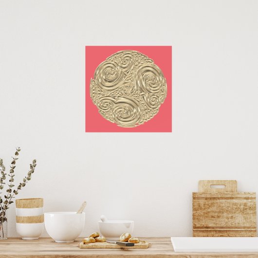 Elegante goldene Koralle in rosa Metallic modern Poster (Küche)