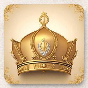 Elegante goldene Krone Getränkeuntersetzer