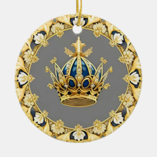 Elegante goldene Krone Keramik Ornament