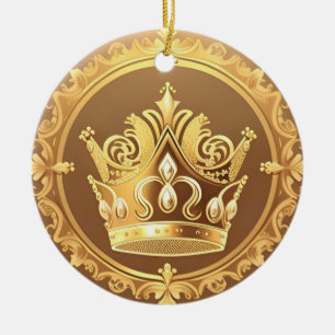 Elegante goldene Krone Keramik Ornament