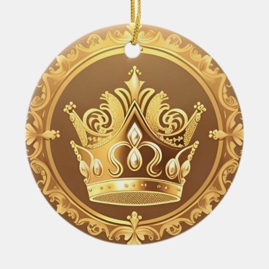 Elegante Goldene Krone Keramik Ornament (Vorne)